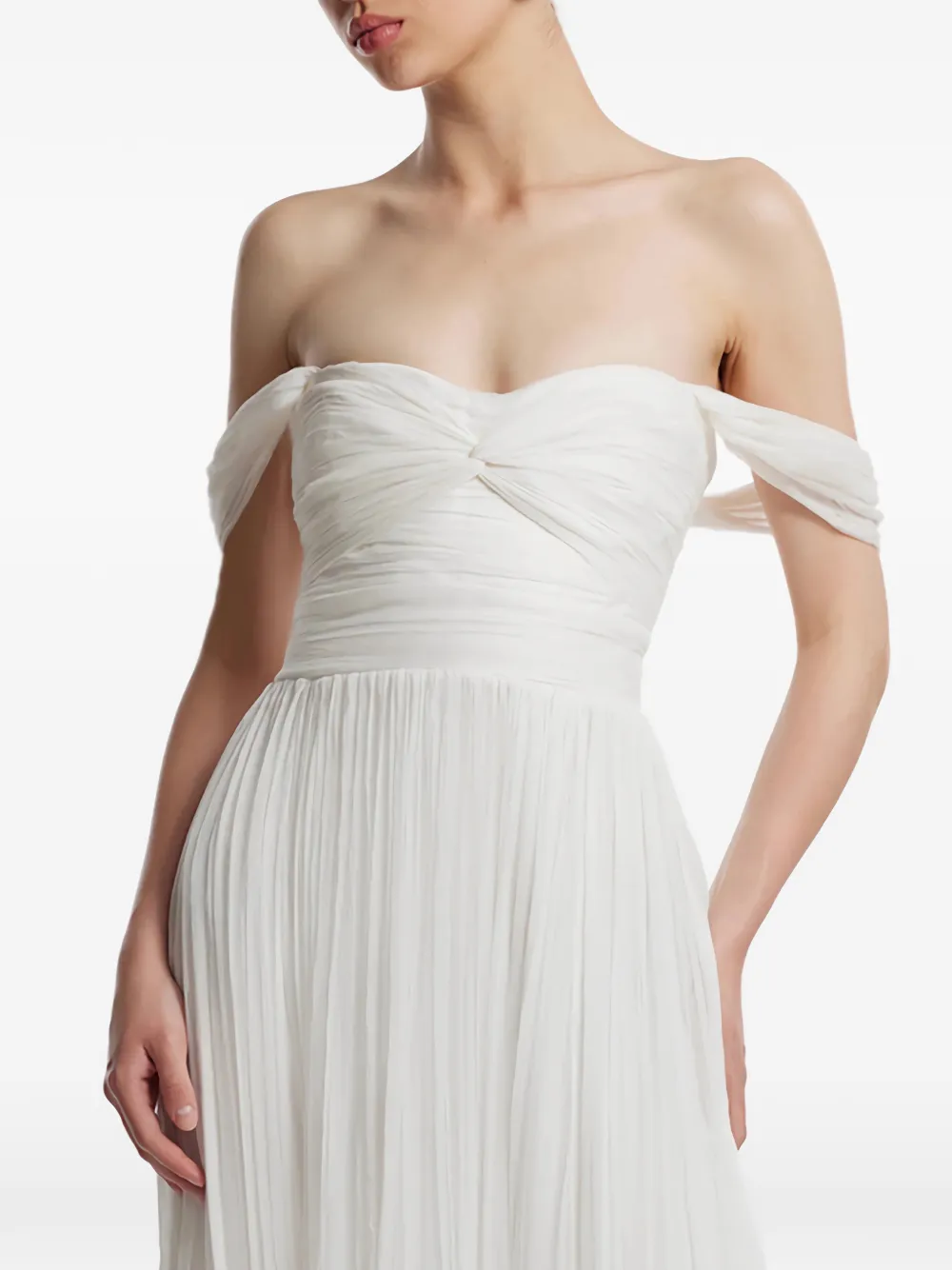 FRAMBOISE Roselyn strapless zijden maxi-jurk Wit