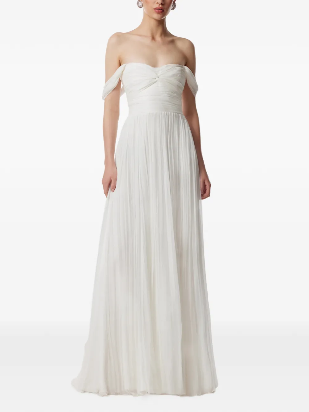FRAMBOISE pleated strapless maxi dress - Wit