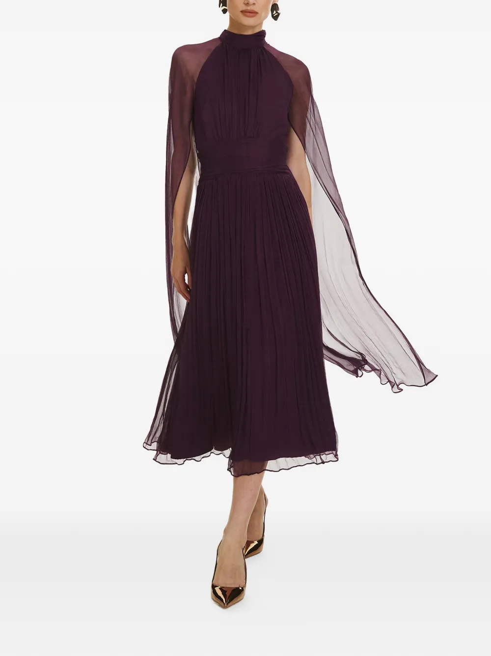 FRAMBOISE pleated high-neck midi dress - Viola