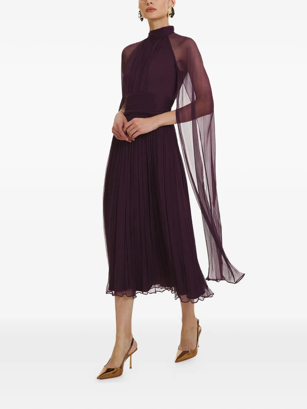 FRAMBOISE pleated high-neck midi dress - Paars