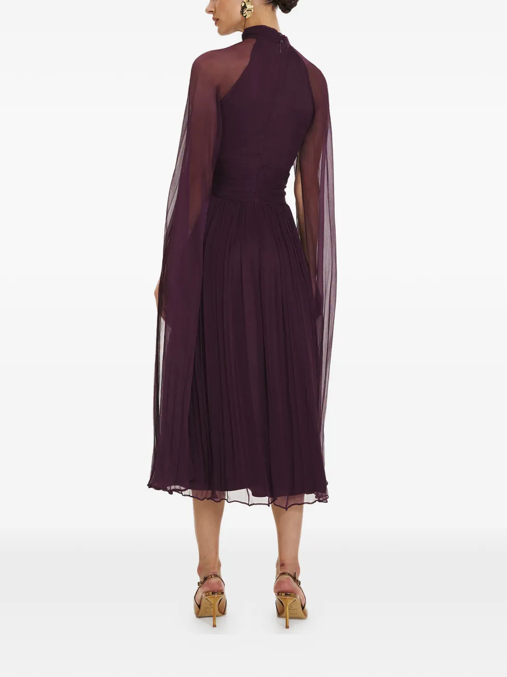  Framboise Belona High-neck Silk Midi Dress - Purple 