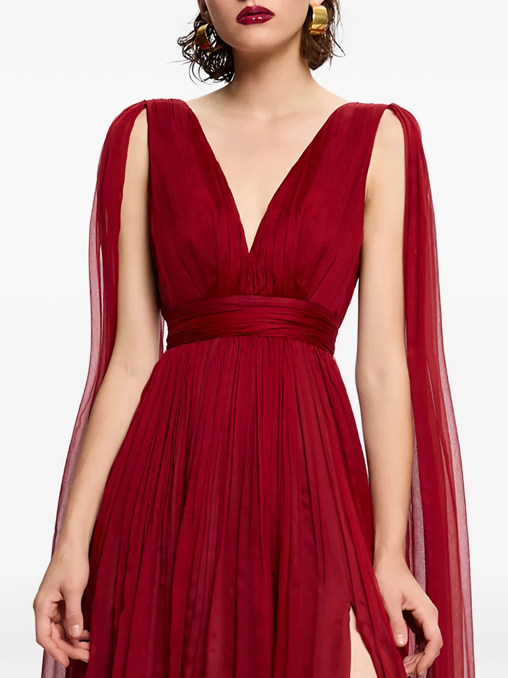 Yamina V-Neck Silk Maxi Dress