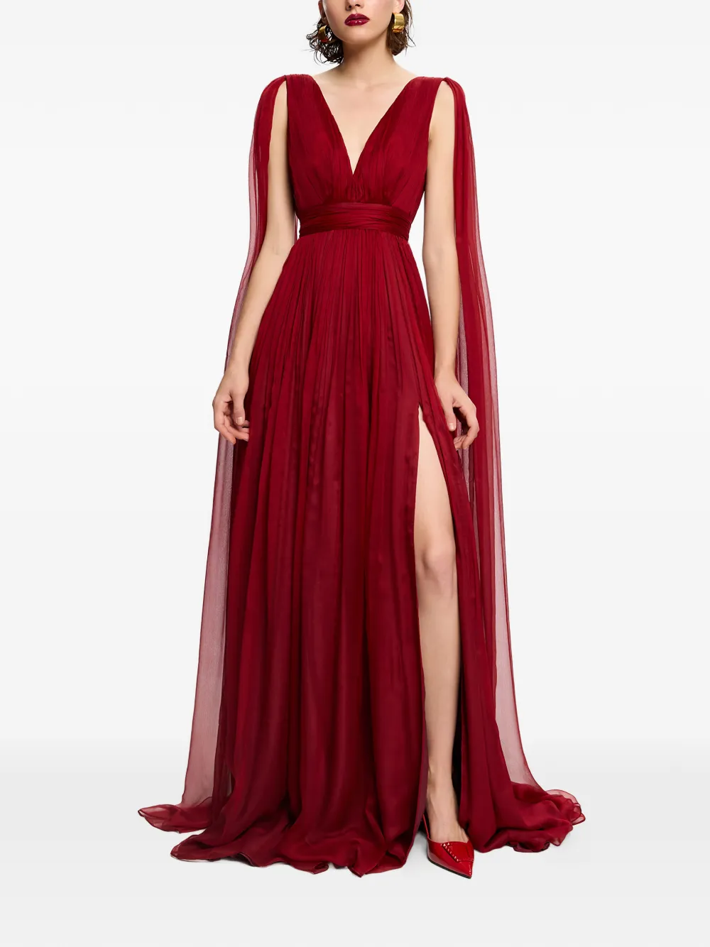 FRAMBOISE Yamina V-neck maxi dress - Rosso