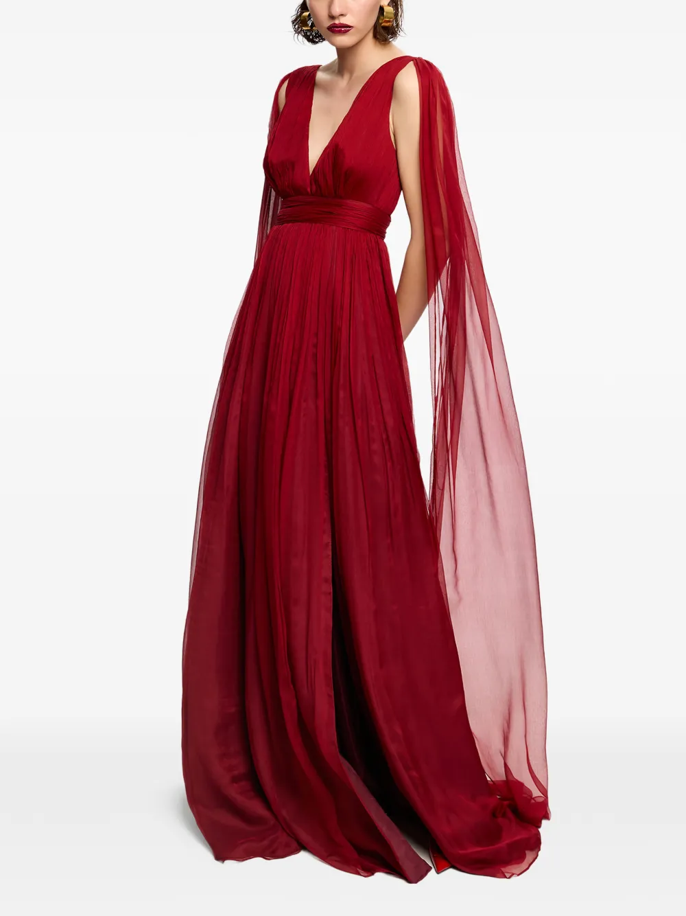 Yamina V-Neck Silk Maxi Dress