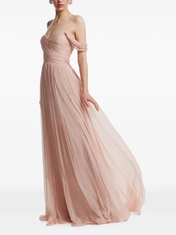 silk floaty dresses Peach Floaty Silk Designer Maxi Dress Lindsey Brown