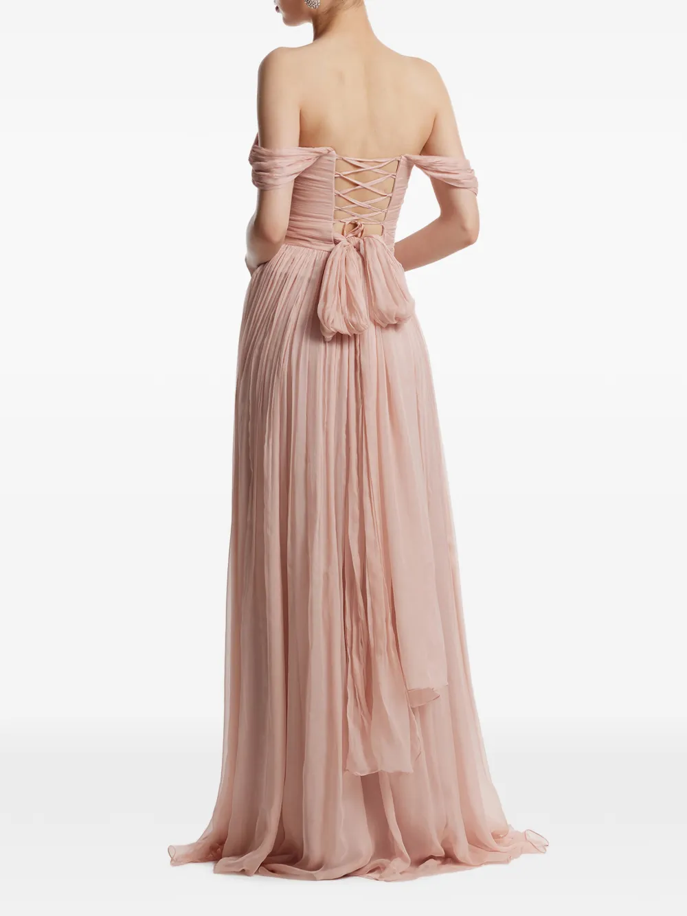  Framboise Roselyn Off-shoulder Silk Maxi Dress - Pink 