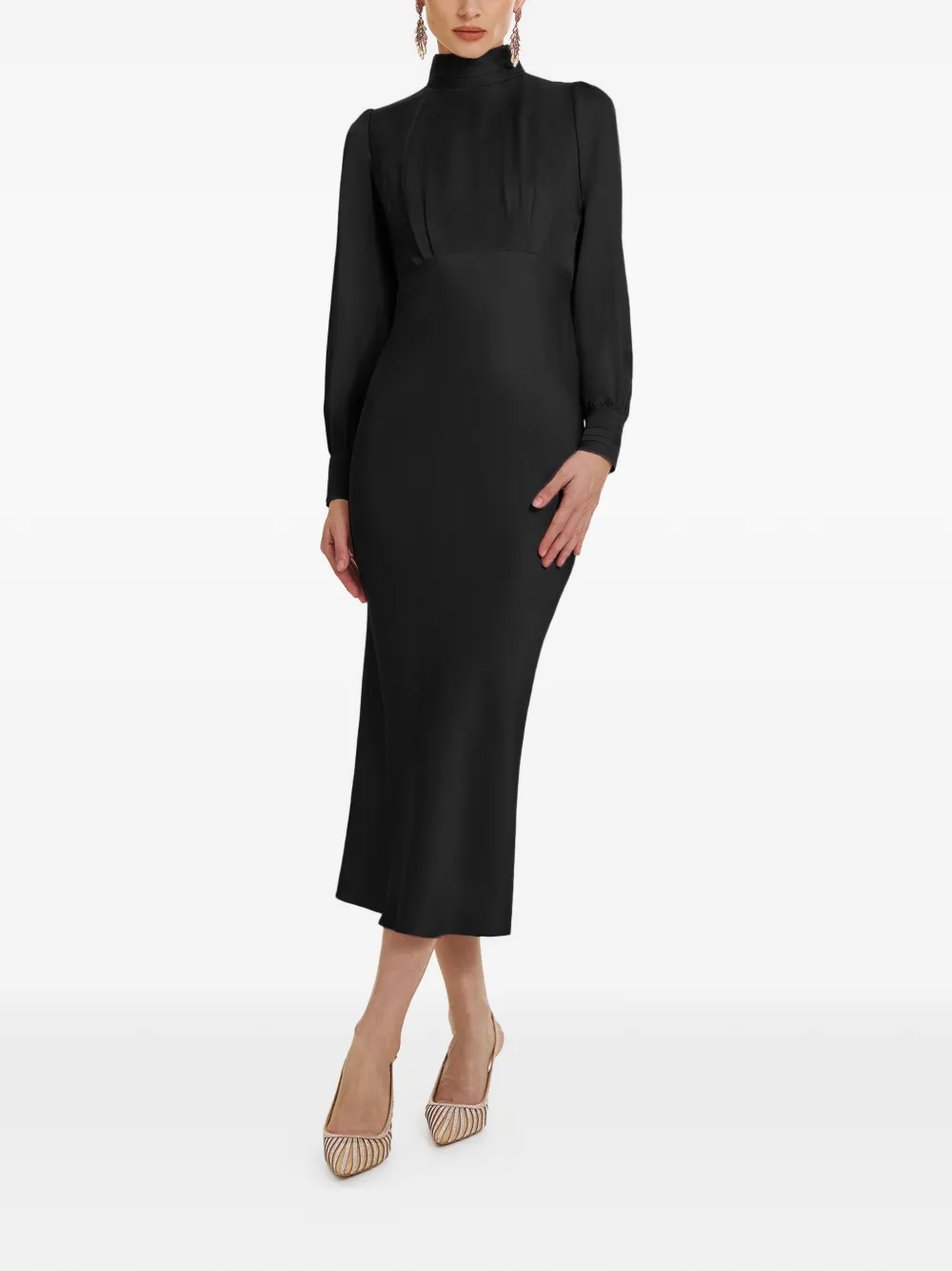 FRAMBOISE Jacob mock-neck long-sleeve midi dress - Schwarz