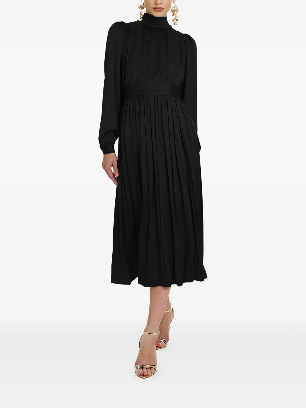FRAMBOISE Otello pleated midi dress - Black