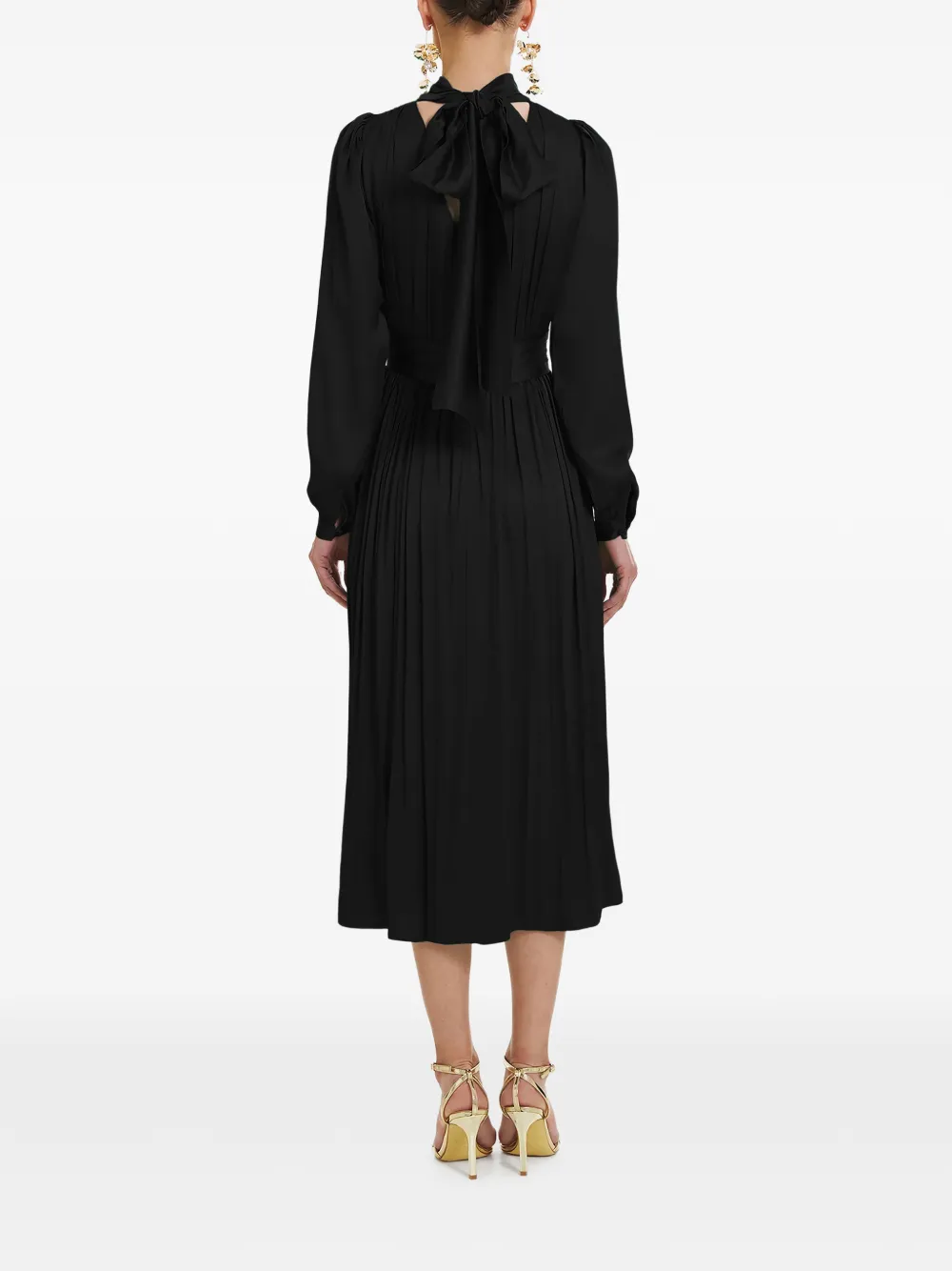 FRAMBOISE Otello pleated midi dress - Zwart