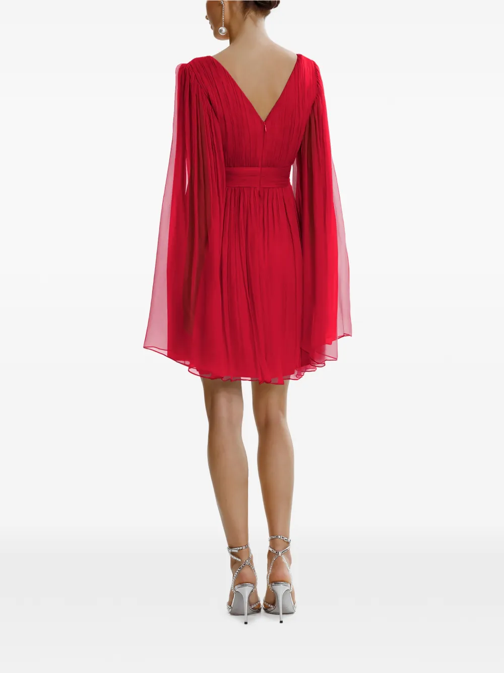  Framboise Palmer V-neck Silk Mini Dress - Red 