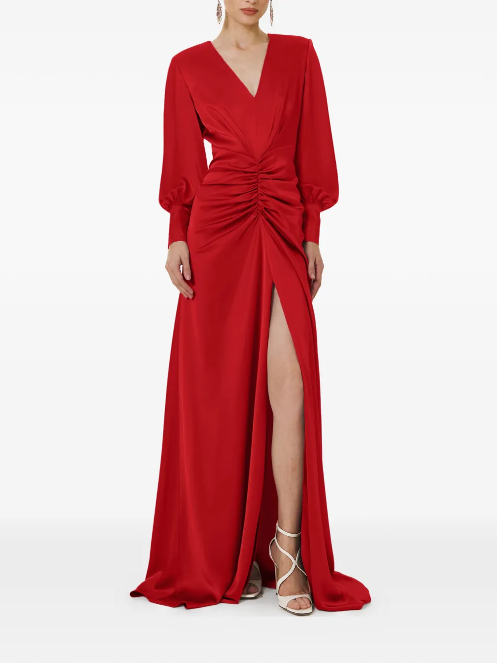 FRAMBOISE V-neck draped maxi dress - Rood