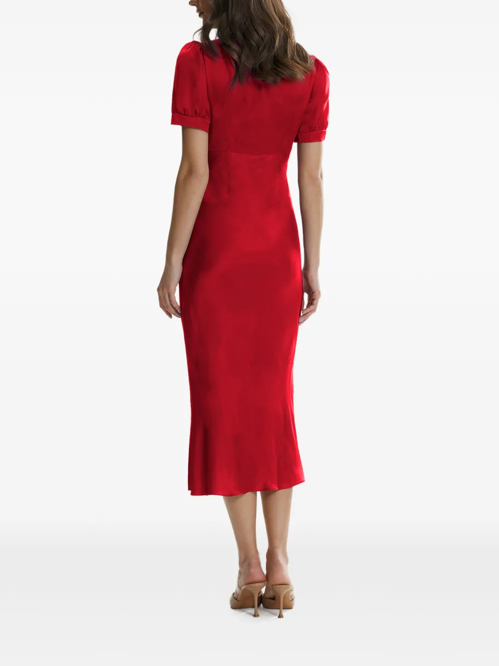  Framboise Sharon V-neck Midi Dress - Red 