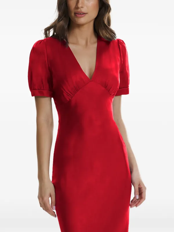 knee length dresses for ladies Farm Rio Provisório 3D Roses Long Sleeve Draped Midi Dress
