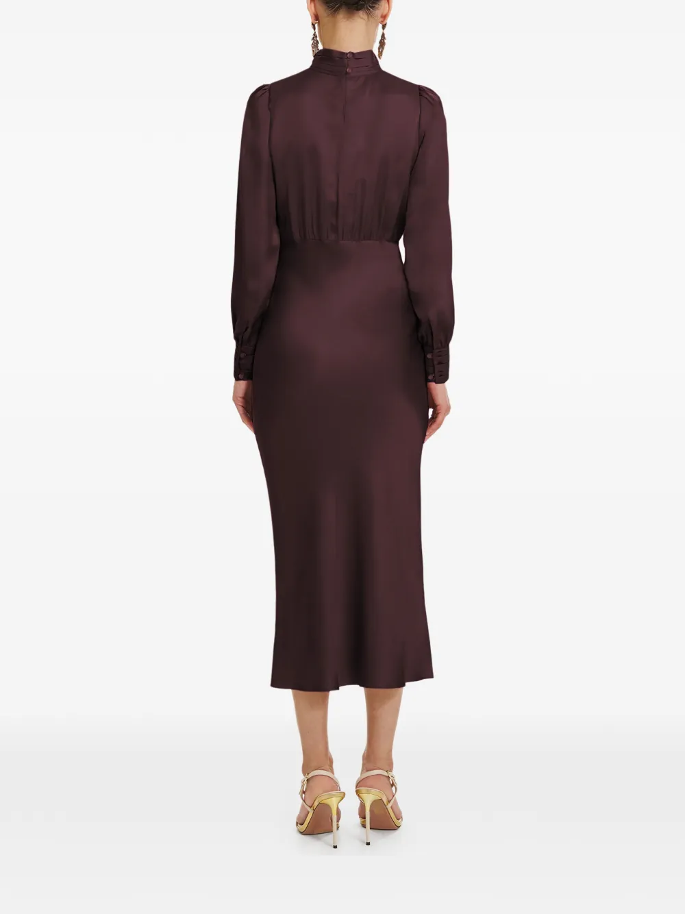  Framboise Jacob Long-sleeve Midi Dress - Brown 