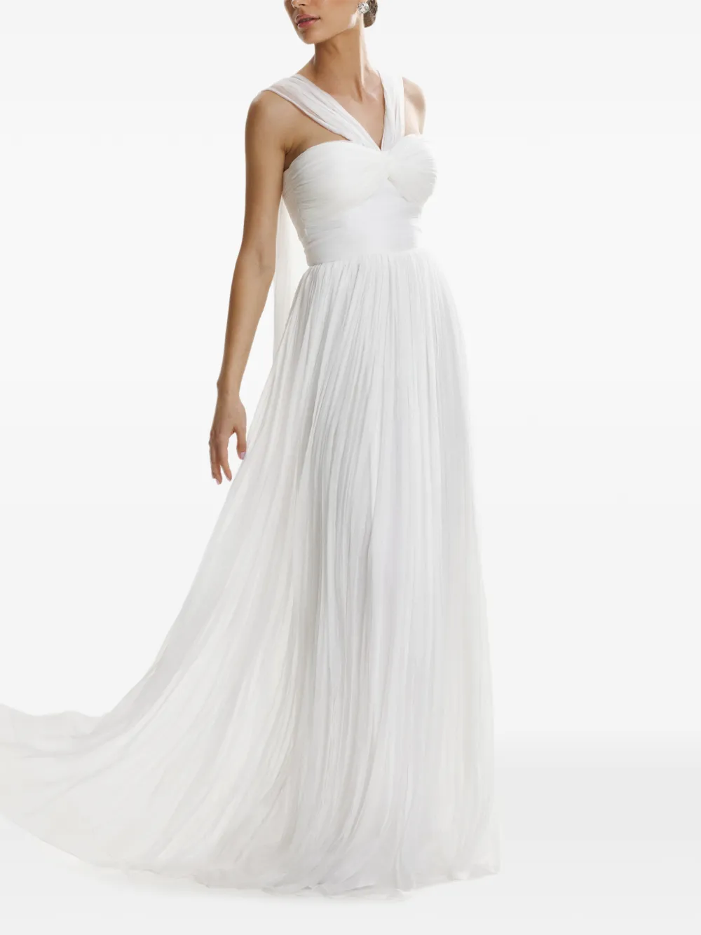 FRAMBOISE Porter pleated strap maxi dress - Wit