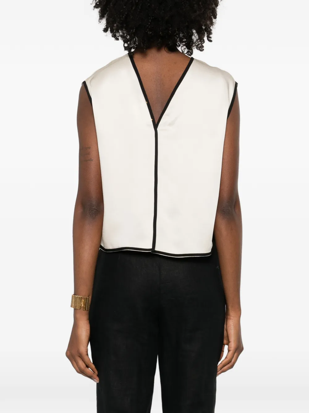 Forte Blouse met contrasterende afwerking Beige