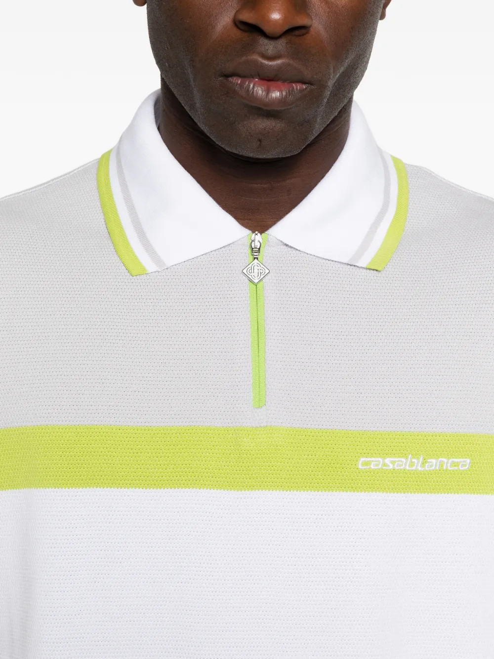 Casablanca Poloshirt met colourblocking en rits Wit