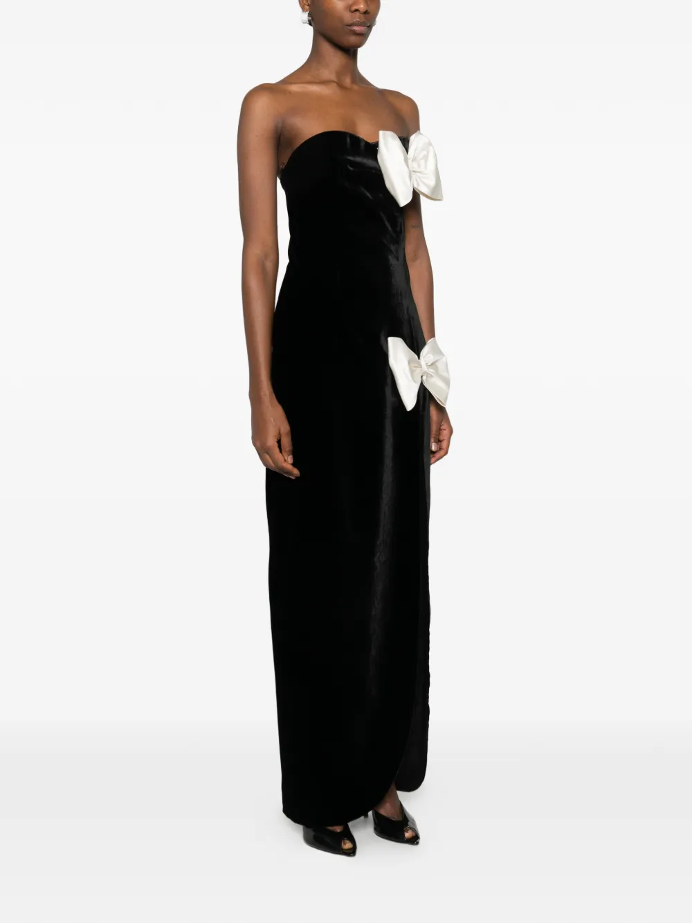 Alessandra Rich Jurk met strikdetail en split Zwart