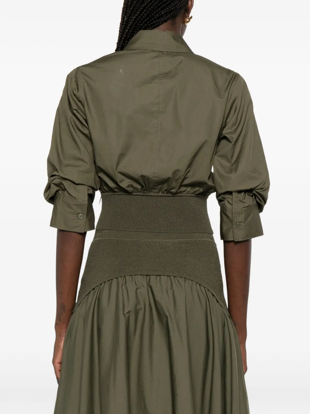 SIMKHAI Cropped blouse met gesmockte mouwen Groen