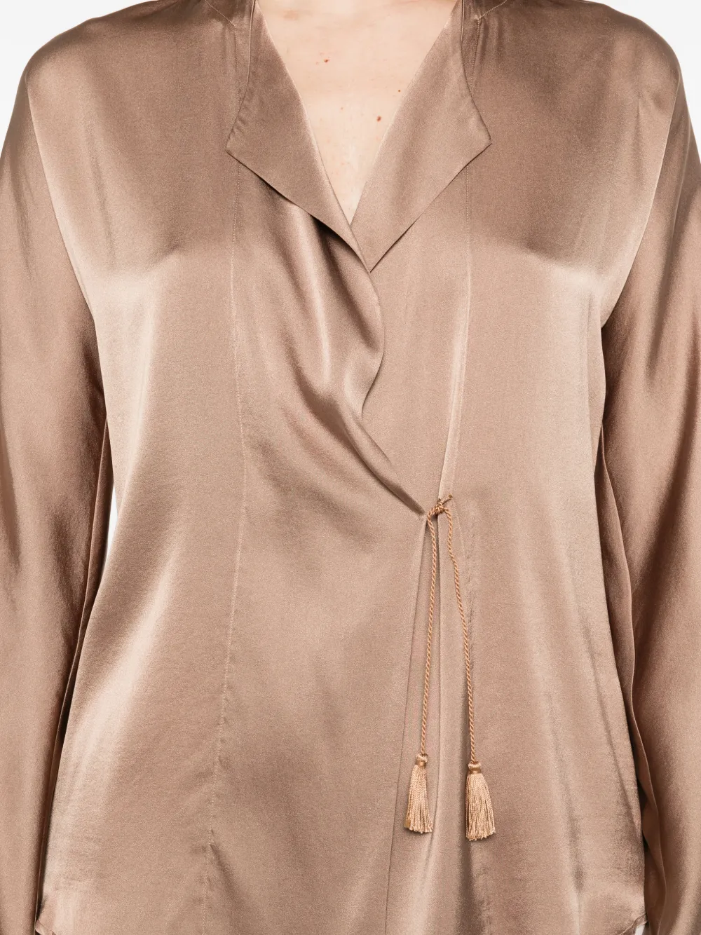 Forte Blouse met kwastje Bruin