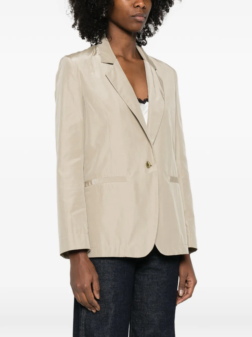 Forte Blazer met enkele rij knopen Beige