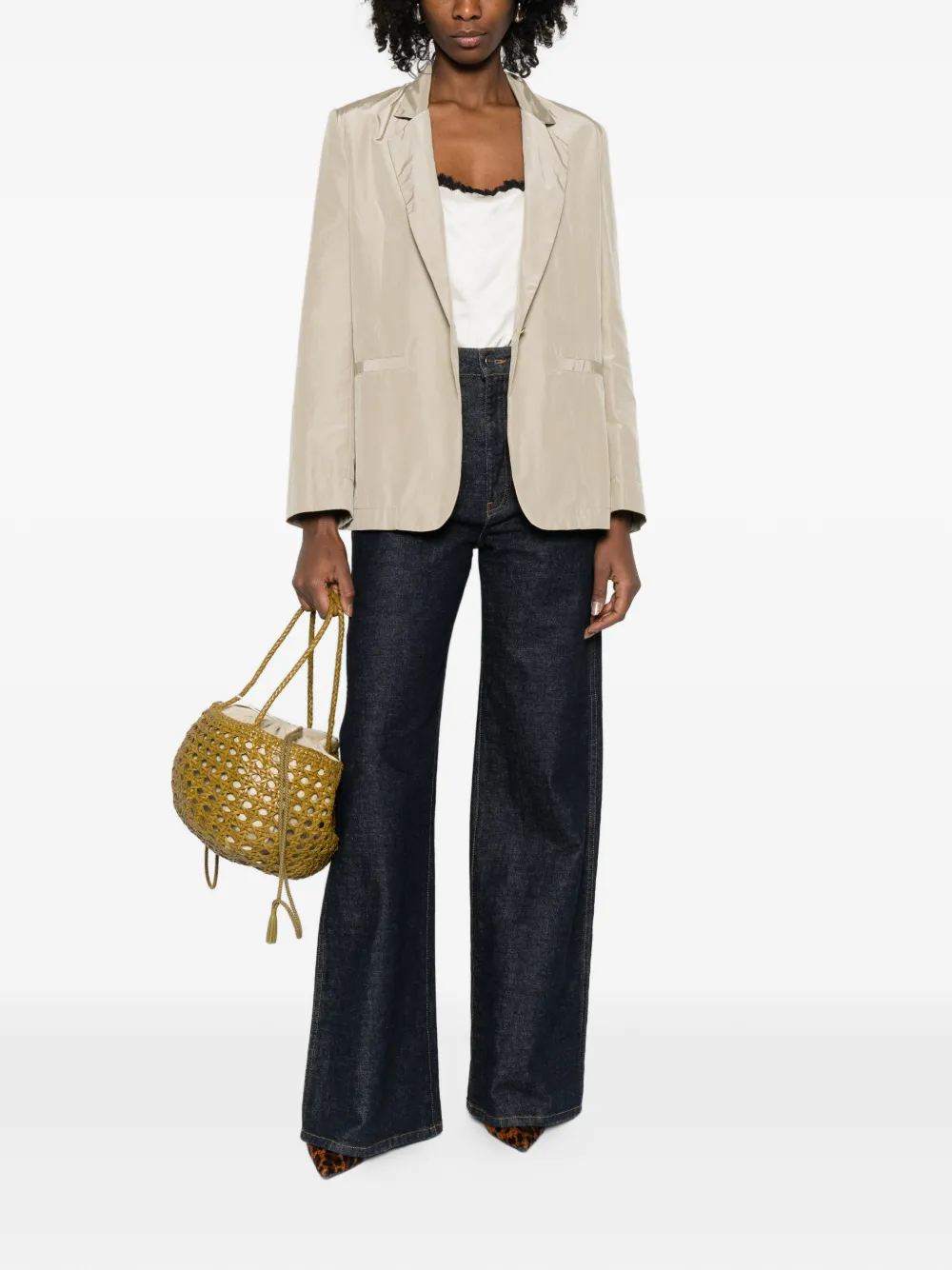 Forte Blazer met enkele rij knopen Beige