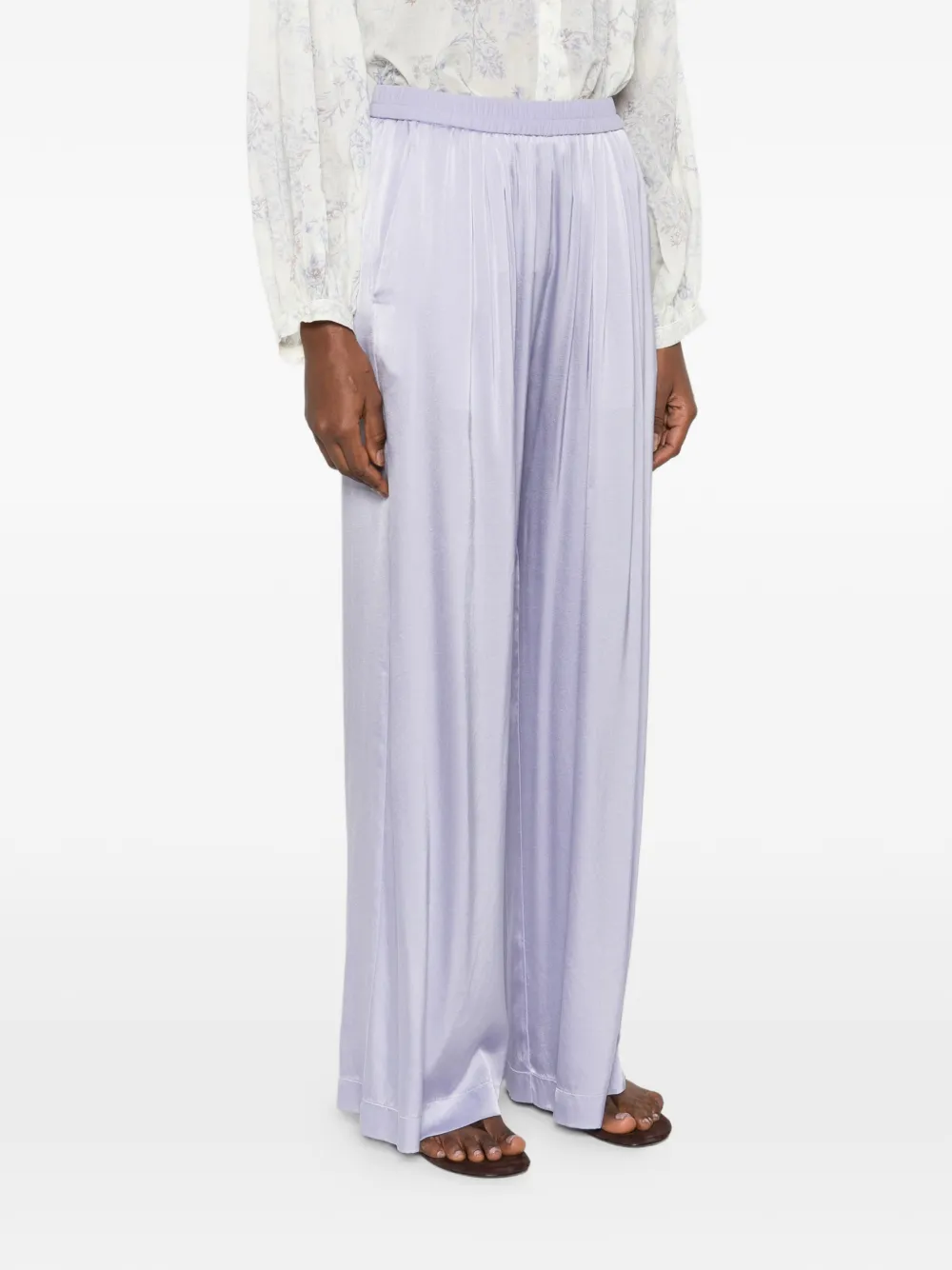 Forte Broek met elastische tailleband Paars
