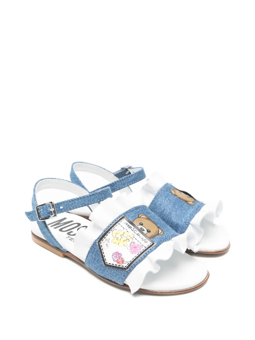 Moschino Kids ruffled bear sandals - Blu