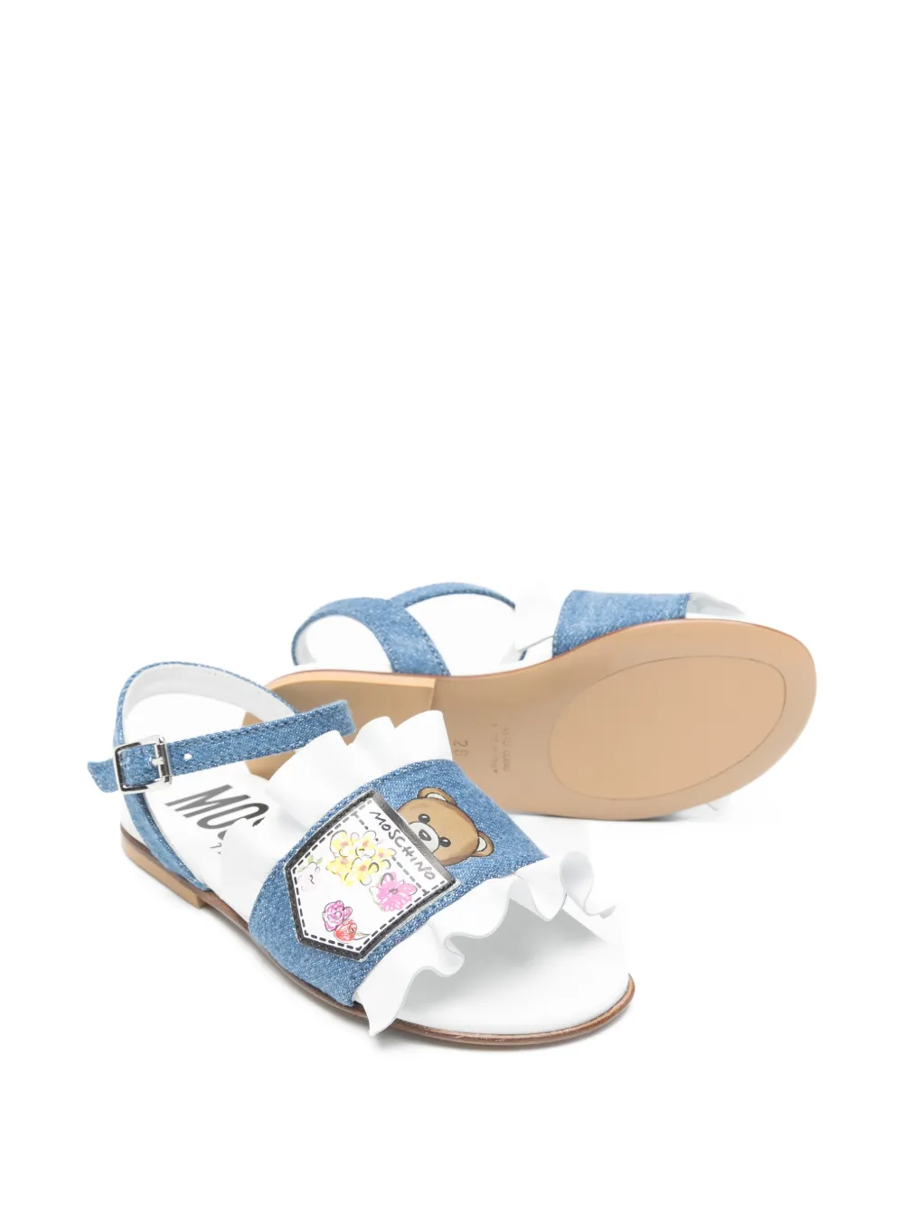 Moschino Kids ruffled bear sandals Blauw