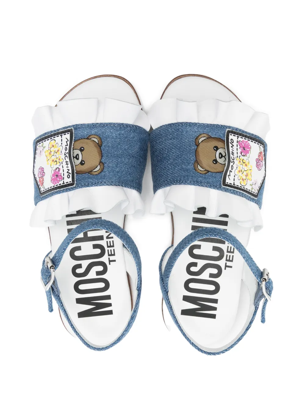 Moschino Kids ruffled bear sandals Blauw