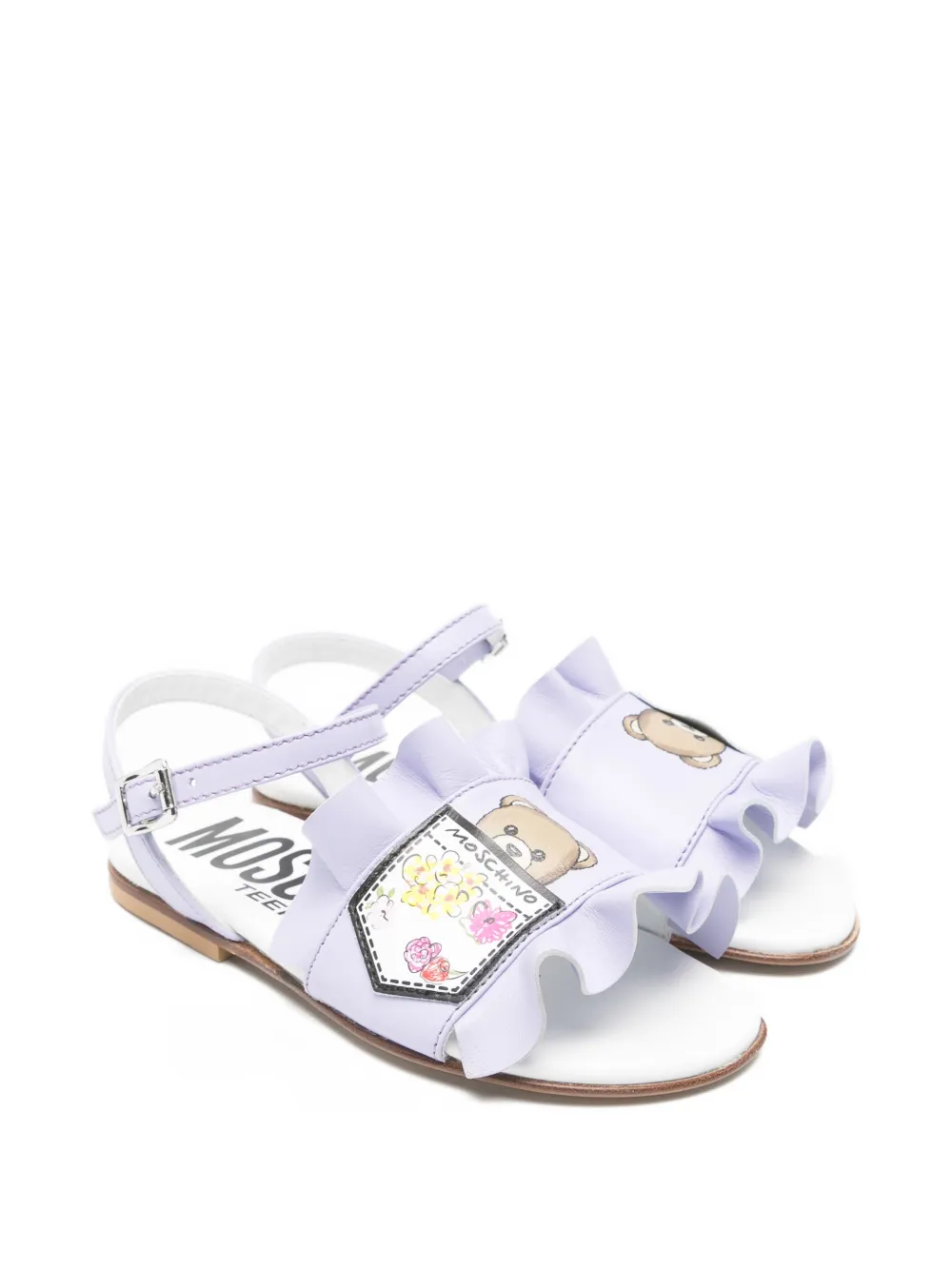Moschino Kids ruffled leather sandals - Viola