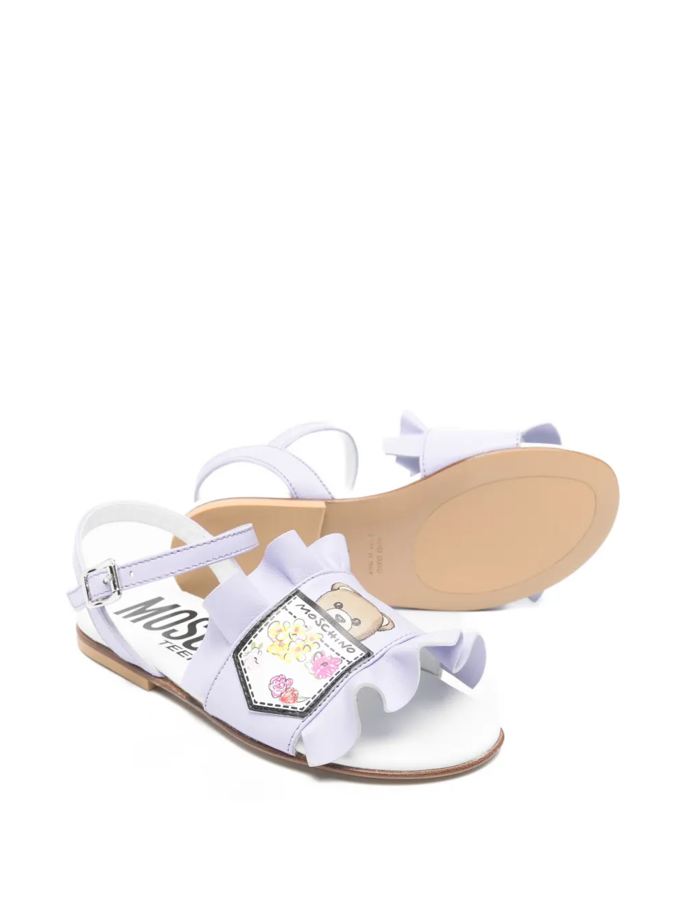 Moschino Kids ruffled leather sandals Paars