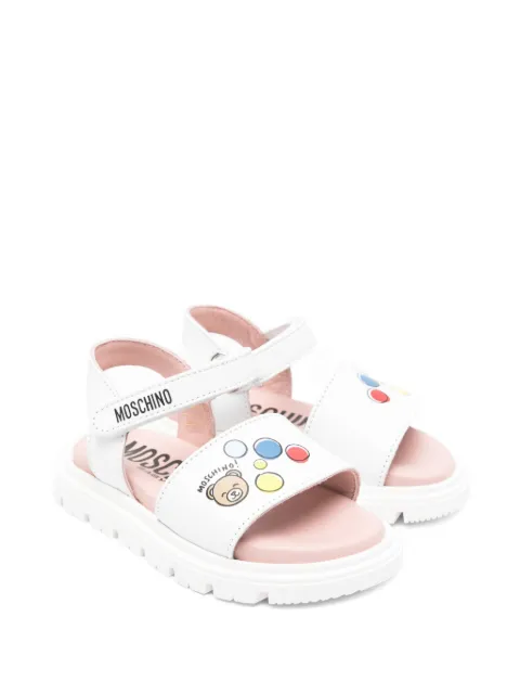 Moschino Kids logo-print leather sandals