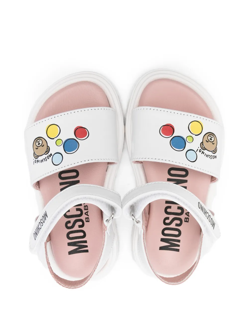 Moschino Kids logo-print leather sandals Wit