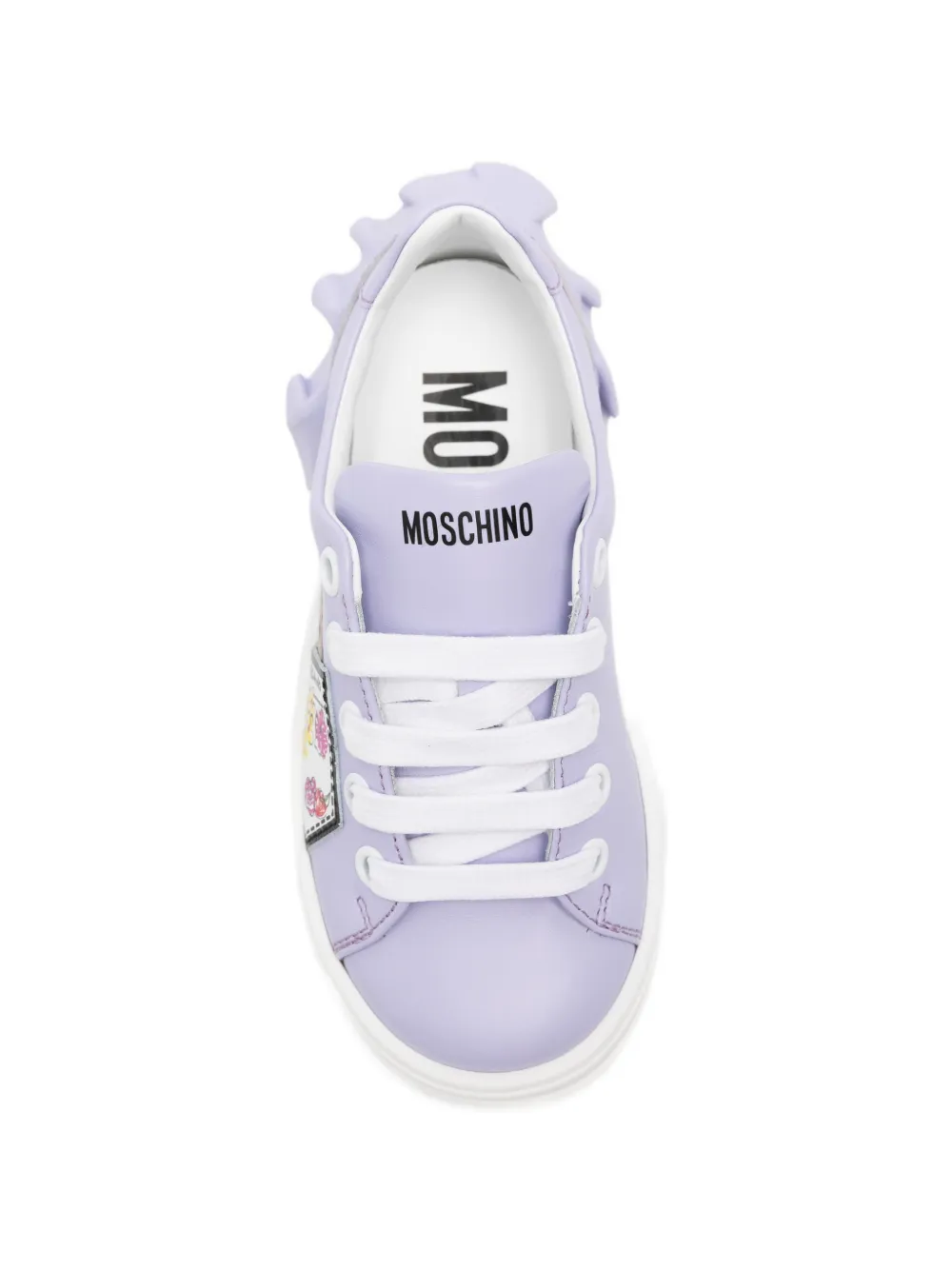 Moschino Kids ruffled-detail leather sneakers Paars