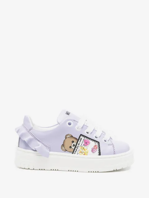 Moschino Kids ruffled-detail leather sneakers