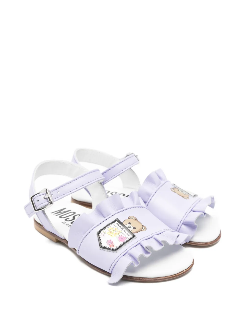 Moschino Kids ruffled leather sandals - Viola