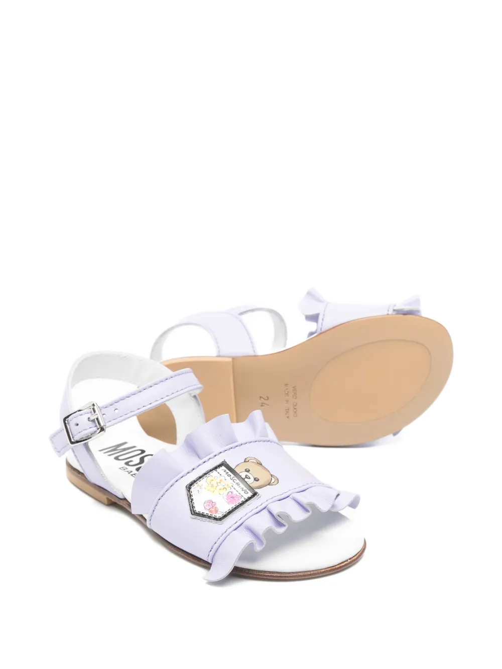 Moschino Kids ruffled leather sandals Paars