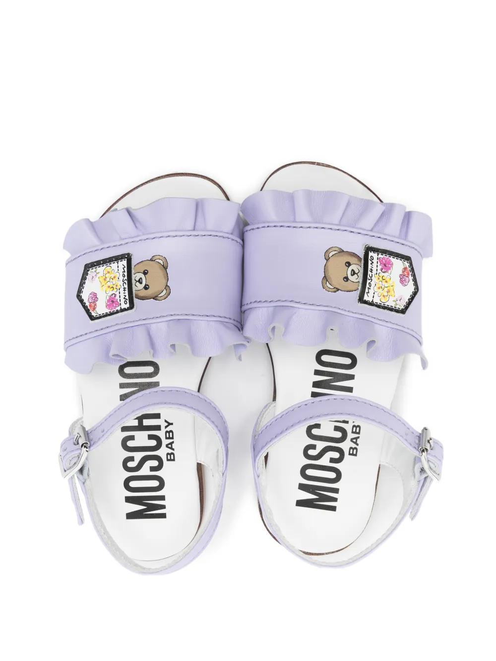 Moschino Kids ruffled leather sandals Paars