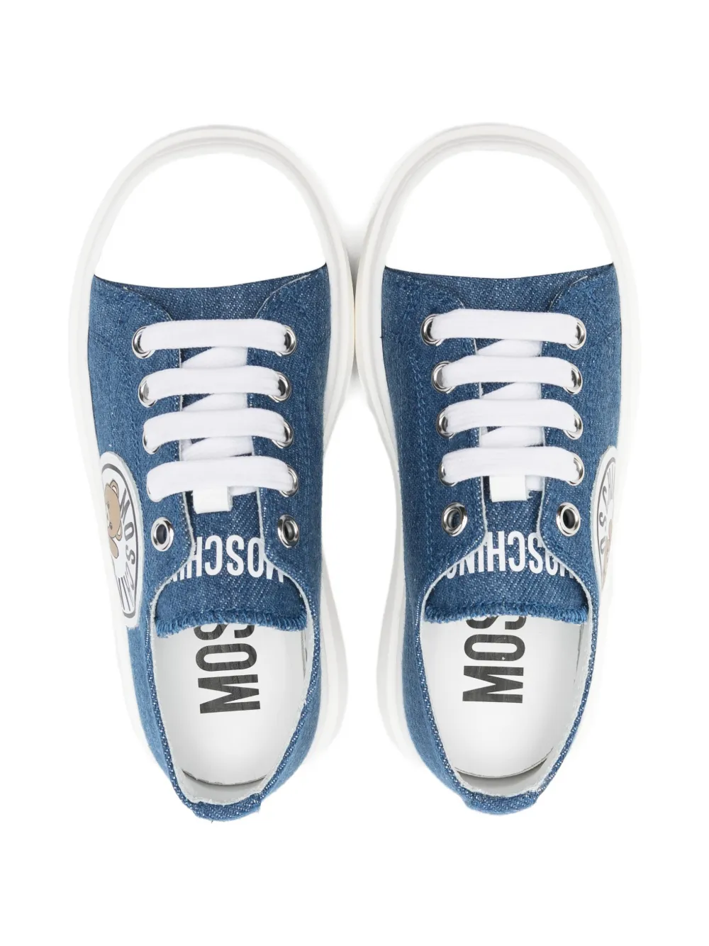 Moschino Kids logo-appliqué sneakers Blauw