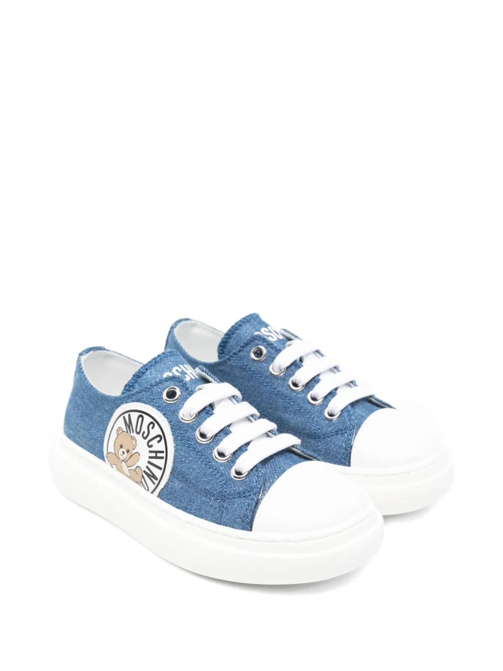 Moschino Kids logo-appliqué sneakers Blauw