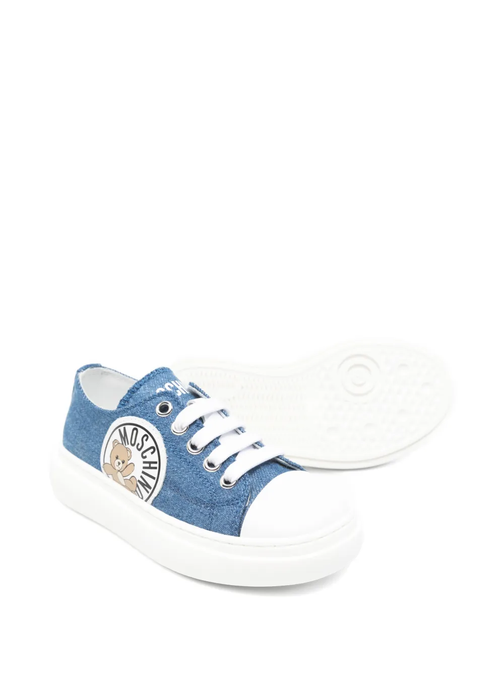 Moschino Kids logo-appliqué sneakers Blauw