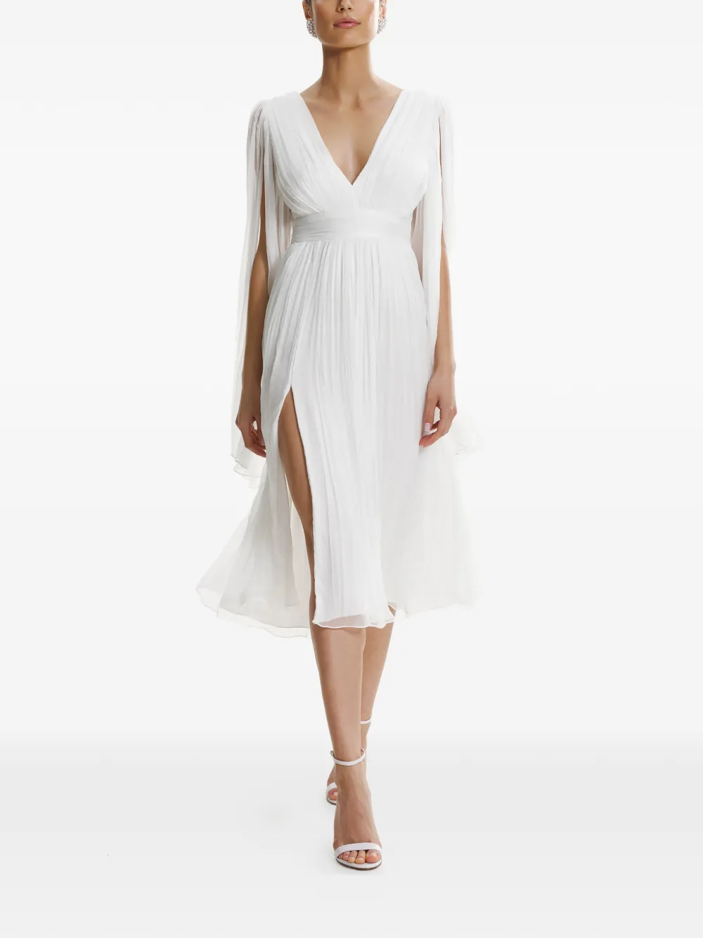 FRAMBOISE Enrica V-neck midi dress - Wit