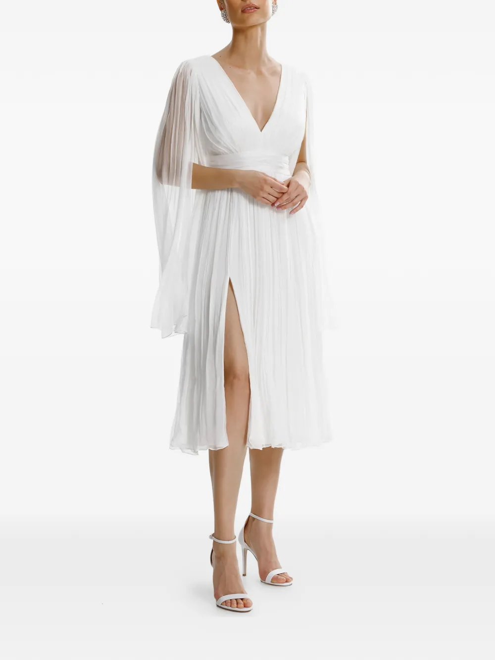 FRAMBOISE Enrica V-neck midi dress - Bianco