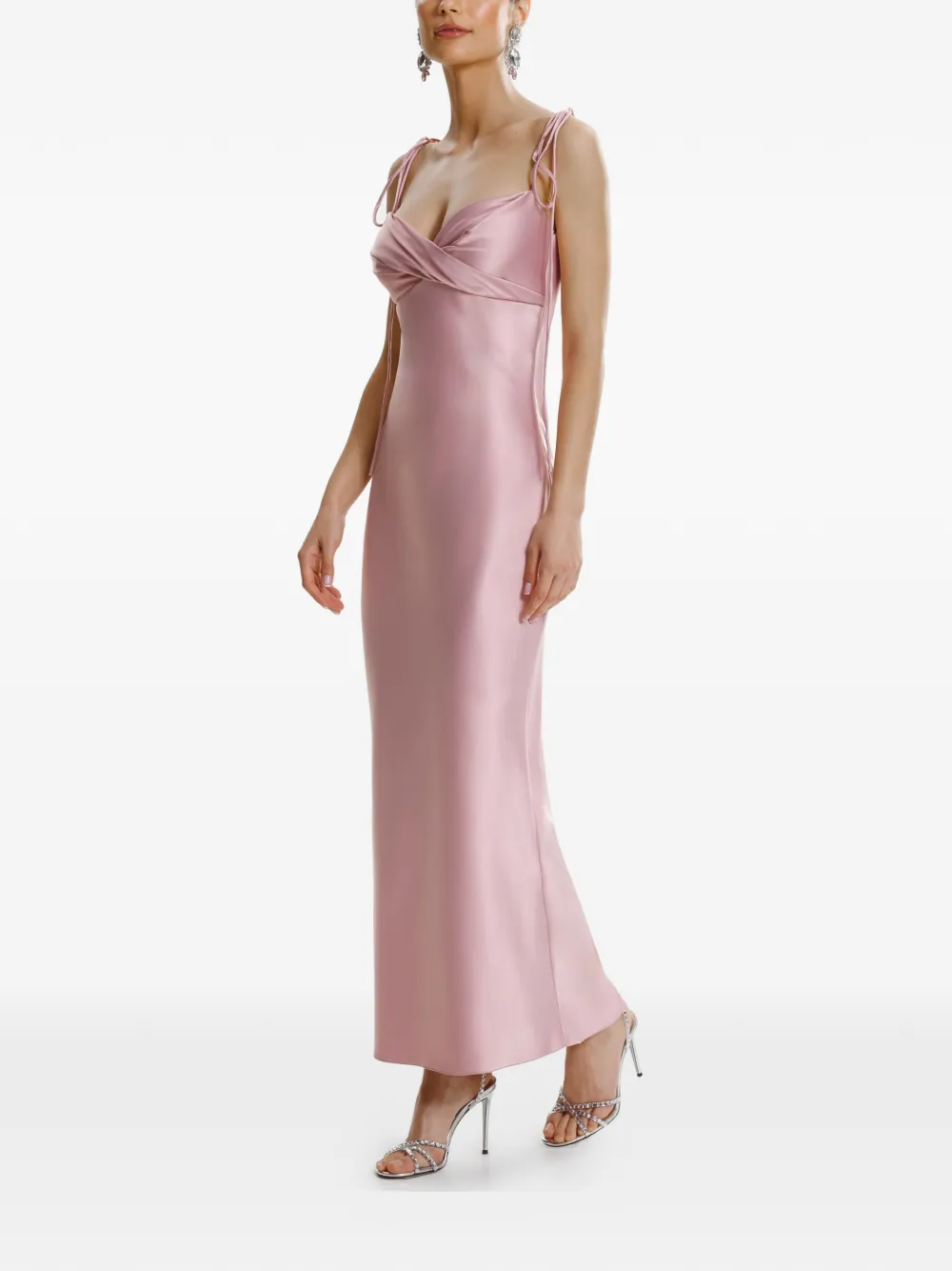 FRAMBOISE Darren sweetheart-neck maxi dress - Roze