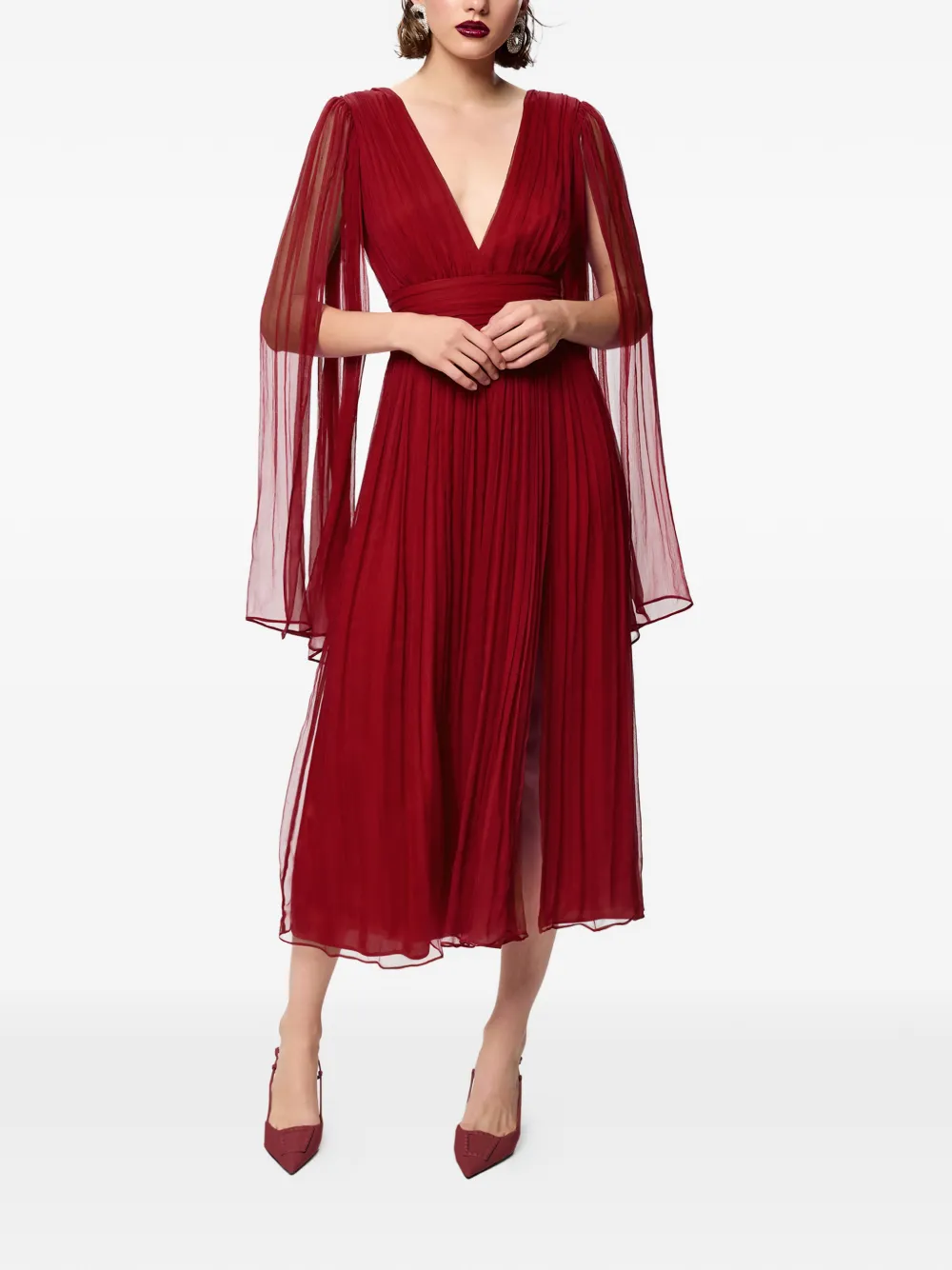 FRAMBOISE Enrica V-neck silk midi dress