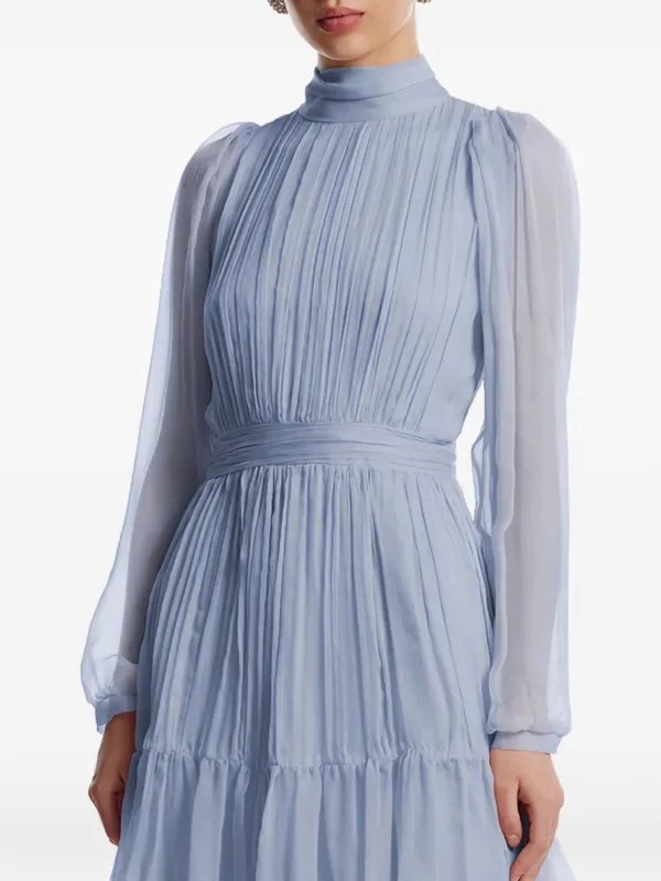 strapless open back dress Badgley Mischka Pleated Ruffle Fan Flared Mikado Gown EG4416 main image 0
