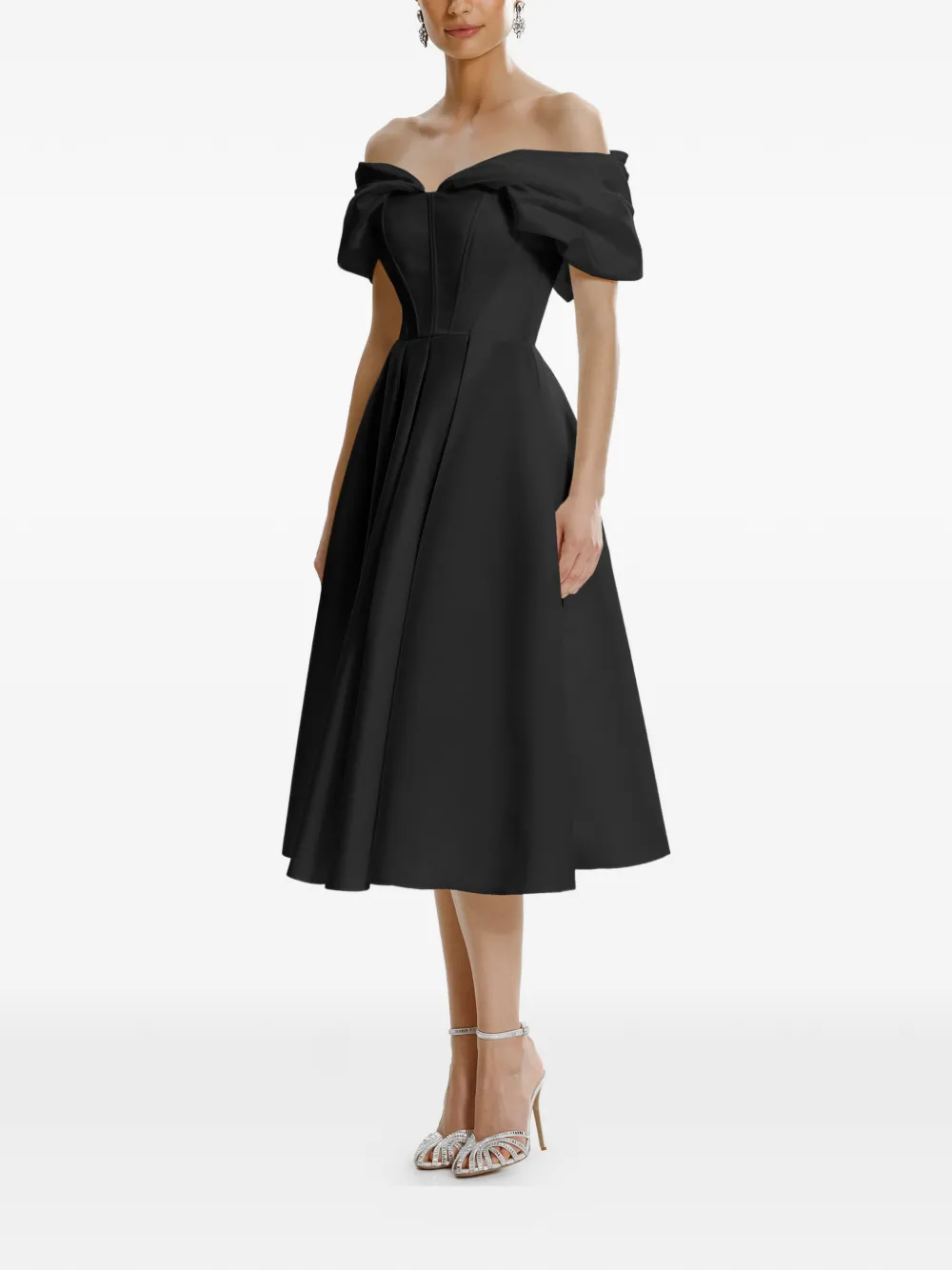 FRAMBOISE Glamo off-the-shoulder midi dress - Zwart