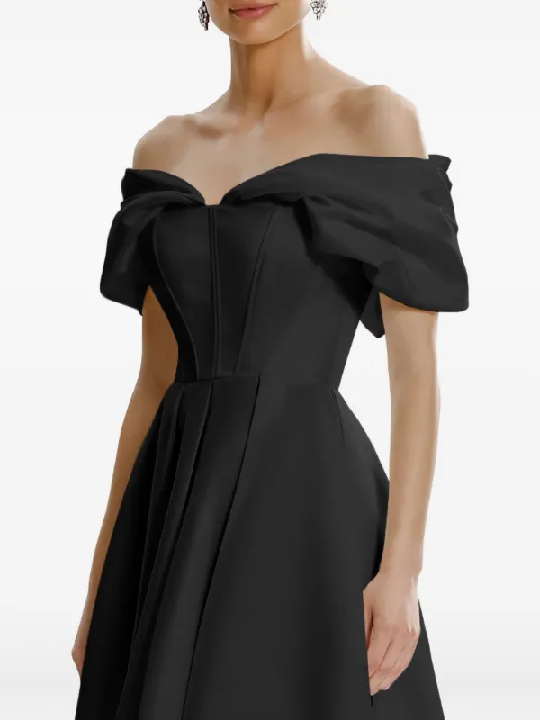 FRAMBOISE Glamo off-shoulder Midi Dress | Black | FARFETCH GE