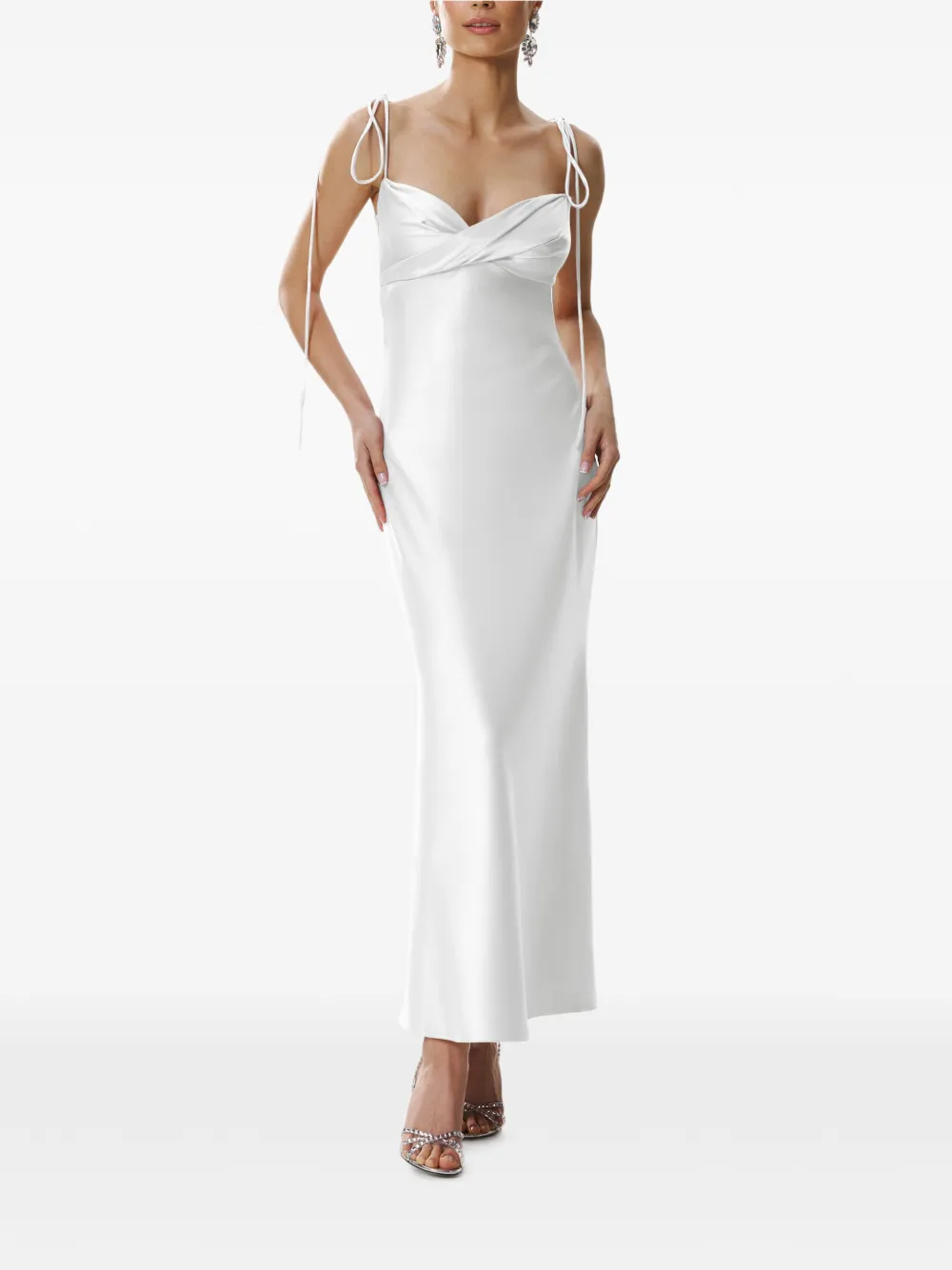 FRAMBOISE Darren tie strap maxi dress - Wit